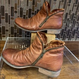 Miz Mooz Luna Leather Ankle Bootie.  Fits like 7. Most comfortable booties ever!